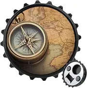 Magnetic Bottle Opener Round Fridge Magnets Old Compass Portable Opener Funny Beer Opener Decorative Refrigerator Magnets For Home Bar Kitchen Office Black