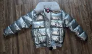 NWT Spire by Galaxy Frossen Metallic Cire faux fur trim jacket boys Medium 10 1