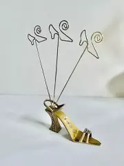 Jeweled Photo Holder w/ Enamel & Rhinestones 3-Ring Clip shoe.