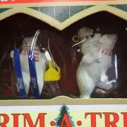 Coca Cola Trim A Tree Collection Polar Bear in Skiis Mama Baby Bear Holding Coke