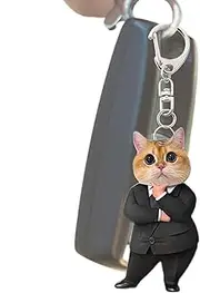 [Generic] Cute Cat Key Chain - Cat in a Suit Shape Cute Keychain - Portable Anime Keychain Cartoon Keychains for Birthday Christmas Halloween