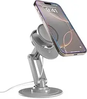 Cooper 360 MagBase, Stand for Apple MagSafe Charger (Not Included) MagSafe Charger Stand for iPhone 16 Pro Max, iPhone 15,14,13,12, AirPods Charging, Standby Mode, 360° Rotation (Space Grey)
