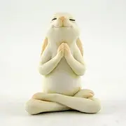 Top Collection Miniature Fairy Garden & Terrarium Yoga Bunny in Seated Namaste Pose Statue, Small, Cream