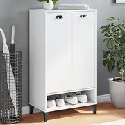 Shoe Cabinet White Solid Wood Pine,Shoe Storage Organiser,Cupboard Storage Footwear Stand Rack,Home Hallway Furniture