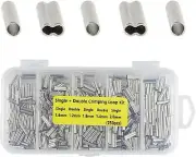 250Pcs 5 Size Ferrule Crimping Loop Sleeve Wire Rope Barrel Ferrule Fishing Line