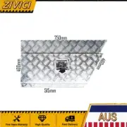 Left & Right 750x250x400mm Checker Plate Full Aluminium Under Tray Tool Box