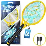 Fly-Bye - XL Electric Fly Swatter 4000V, USB Rechargeable, LED Light – Fly Killer Electric Zapper for Home