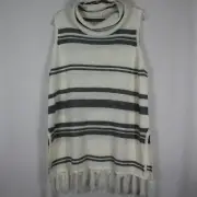 Mudpie Hartly Sleeveless Turtle Neck Pullover Womens Large Black/White
