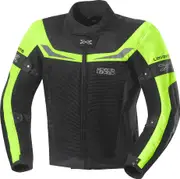 IXS Levante, textile jacket , color: Black/Neon-Yellow , size: M