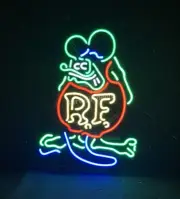 Rat Fink Rod RF Mouse Classic Style Neon Sign Bedroom Wall Window Real Glass 19"