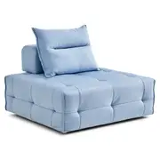 Design Square Single Modern Modular Relaxing Accent Lounge Sofa Chair - Light Blue