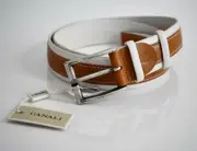 $350 New CANALI Camel Ivory LEATHER Men's Belt EUR-120 US-48/49