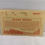 Champ Decal Set HO # X-2 Numerals Yellow- NIP
