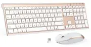 Wireless Keyboard and Mouse Combo, 2.4GHz Ultra-Slim Aluminum Rechargeable Ke...