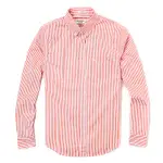 麋鹿 AF A&F 經典刺繡麋鹿長袖襯衫-粉白條紋