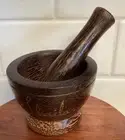 Wooden Mortar And Pestle Apothecary Kitchen Cooking Prep Accessory Thailand