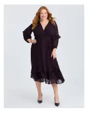 [Taking Shape] Leopard Chiffon Cocktail Dress Merlot Leopard