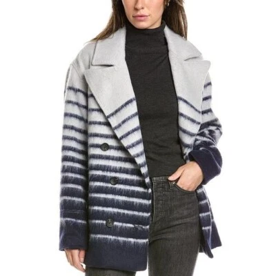 NWT AVEC LES FILLES Sailor Stripe Double Breasted Peacoat– Cozy & Chic, Large
