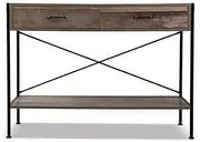 Artiss Console Table, Wood Side Hallway Tables Desk Drawers Display Home Bedroom Office Living Room Entryway Furniture, with 2 Drawer 15mm Particle Board Spacious Storage Space White