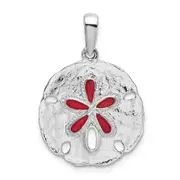 Sterling Silver De-Ani Rhodium-Plated Polished Enameled Sand Dollar Pendant