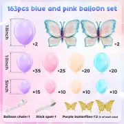 165Pcs Balloons Arch Garland Kit Blue Pink DIY Latex Balloons Set for Birthday☾