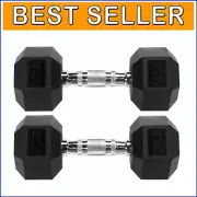 20lb Rubber Coated Dumbbells - Durable Cast Iron Hand Weights for Home Gym