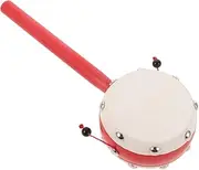 Abaodam Traditional Rattle Drum Lightweight Sheepskin Percussion Instrument for Sensory Development Hand Eye Coordination Auditory Training for Newborns