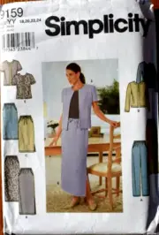 SIMPLICITY PATTERN 9159 JACKET PANTS SKIRT MISSES SIZES 16 18 20 22 24 UNCUT