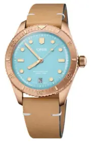 Oris Divers Sixty-Five Automatic Bronze Leather Unisex Watch 733 7771 3155-LS