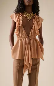 [Chloé] Gathered Silk-Georgette Top