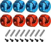eMagTech 8Pcs Wheel Hex Adapter Aluminum Alloy Wheel Hub Socket Adapter RC Car Wheel Hexagonal Drive Hub Adapters Compatible with HSP Compatible with SCX10 Blue Red