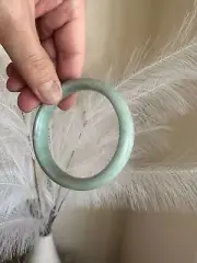Gorgeous Light Green jade bangle bracelet Good Luck Wealth Protection Calm Joy