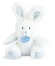 DOUDOU ET COMPAGNIE,RABBIT with rattle – Blue, , DC3106-BLEU