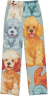 [ZZXXB] Colorful Poodles Boys Long Pants Soft Trousers Elastic Waist Kids Lounge Bottoms with Pockets S-XL