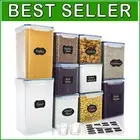 Large Tall Airtight Canisters Set – 10 Plastic Containers for Kitchen & Pantry