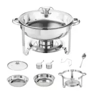 4 Qt. Stainless Steel Chafer Chafing Dish Buffet Set with 2-Full Size Pans round