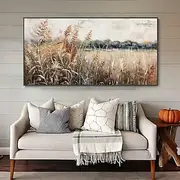 Mintura Handmade Autumn Reeds Oil Paintings On Canvas Wall Art Decoration Modern Abstract Flower Landscape Picture For Home Decor Rolled Frameless Unstretched