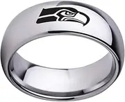 Seahawks Ring Football Sports Titanium Steel Dome Band Jewellery for Fans