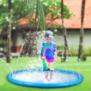 67" Large Round Sprinkle Splash Water Play Mats Summer Spray Inflatable for Kids