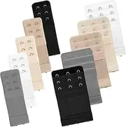 [Bigqin] 10 Pieces Bra Extender, Elastic Extension Hook Strap with 3 Rows 2 Hooks 3 Hooks