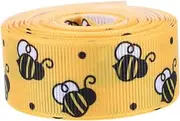 COMNESTBI 1Roll Bee Ribbon Bee Wired Floral Ribbon for Wreaths Bouquets and Present Wrapping Durable Yards Spring Themed Decoration for Parties and Crafts