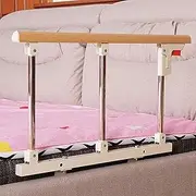 Side Guard for Elderly Foldable Bed Rail Safety Side Guard for Elderly Adults Assist Handle Handicap Bed Railing Hospital Metal Grip Portable Bumper Bar Bed Side Handrail (B)