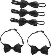 Tofficu 5pcs Kids Wedding Bow Tie Adjustable Length Shiny Sequin Bow Tie Set for Banquet Party Performance Pre-Tied