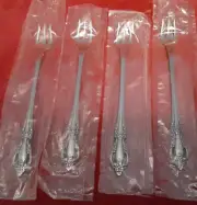 Oneida Deluxe 18/8 stainless Raphael lot of 4 cocktail forks 6" NIS