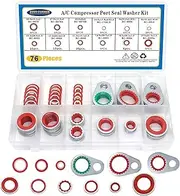 76 PCS A/C System Compressor Gasket Seals Air Conditioning Compressor Port Seal Washer Kit, 12 Sizes Gasket Bonded Seal Assortment (Red)