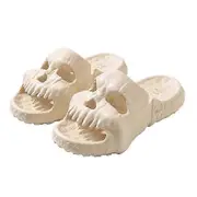 Fashion Colorful EVA Skull Slippers Lightweight Non-Slip Sandals for Home Bathroom Beige 38 39