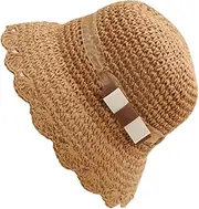 [OATIPHO] 1pc Stylish Lightweight Sun Hat with Bow Decoration for Spring Summer Outings Ages Khaki