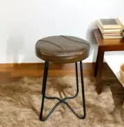 Leather Foldable Portable Handmade Sitting Iron Stool Solid Chair