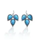 Kelly Herd Three Teardrop Turquoise Hook Earrings - Sterling Silver