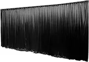 3x6m/10x20ft Black Backdrop Curtain Silk Drape Background Photo Party Wedding Birthday Stage Booth Venue Xmas Decoration
